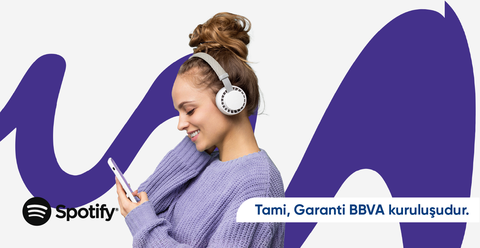 Spotify üyeliğini Tami kartınla tamamla, %60 oranında, 60 TL'ye varan  nakit iade kazan!